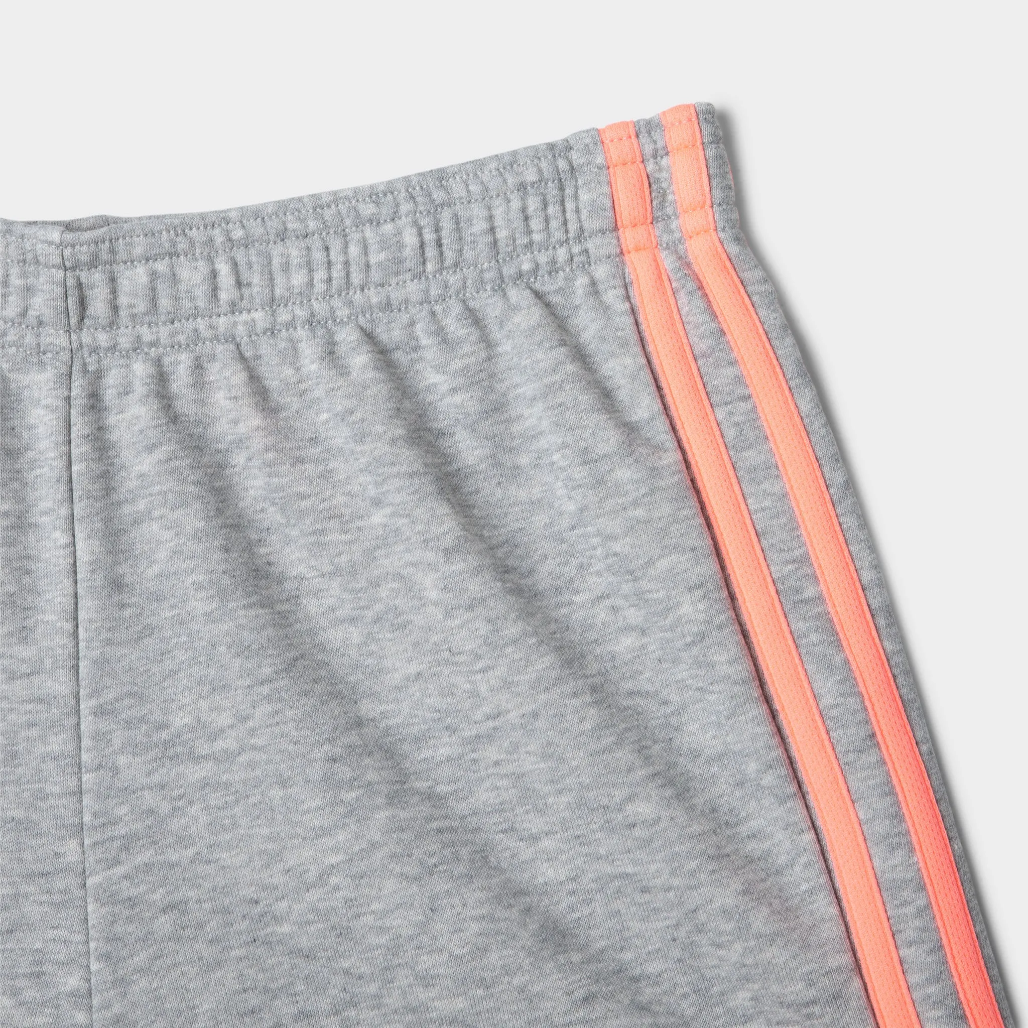 adidas Junior Girls' Essentials 3-Stripes Shorts Medium Grey Heather / Acid Red
