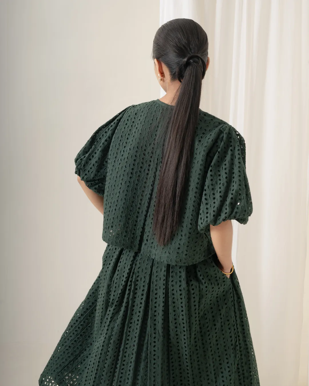 Chiyo Hakoba Skirt & Top Coord Set : Forest Green