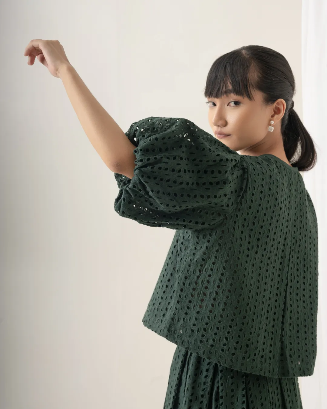 Chiyo Hakoba Skirt & Top Coord Set : Forest Green