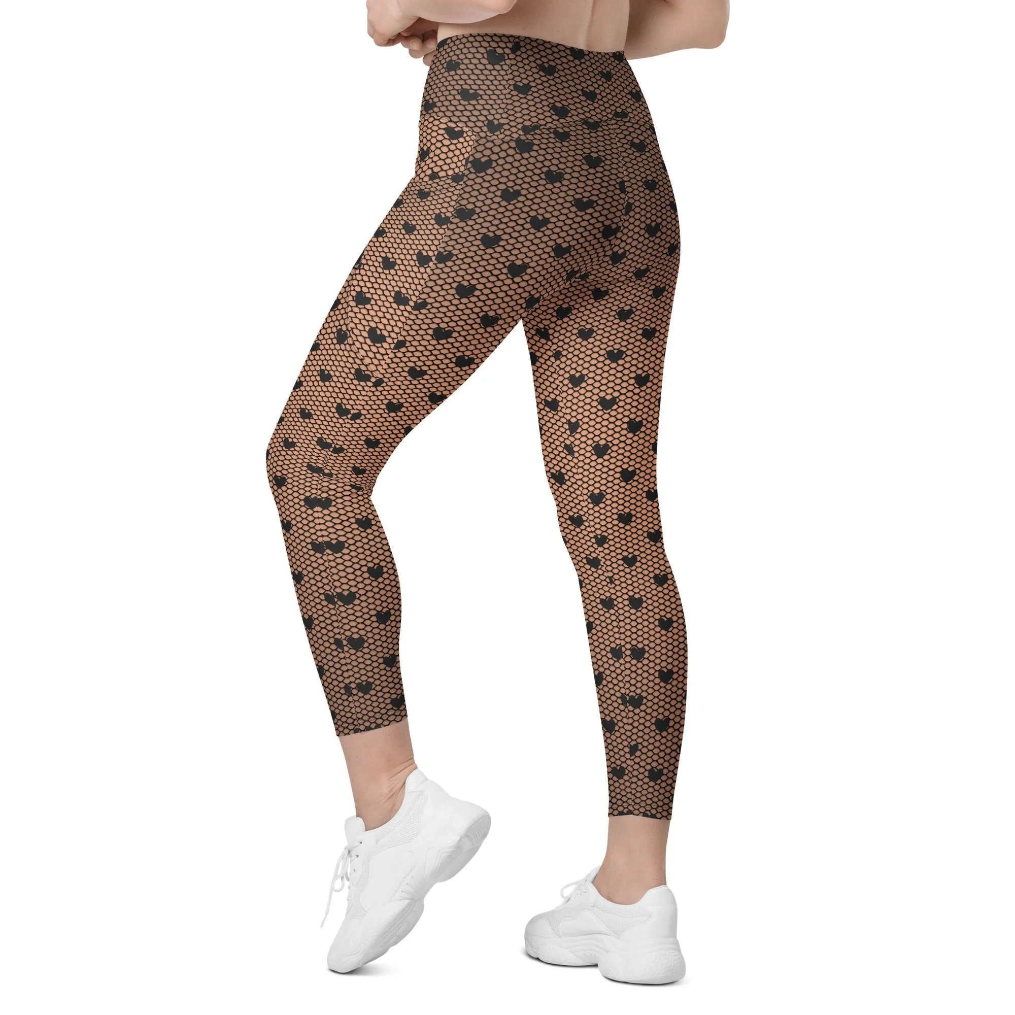 Fishnet Tights Print Leggings With Pockets