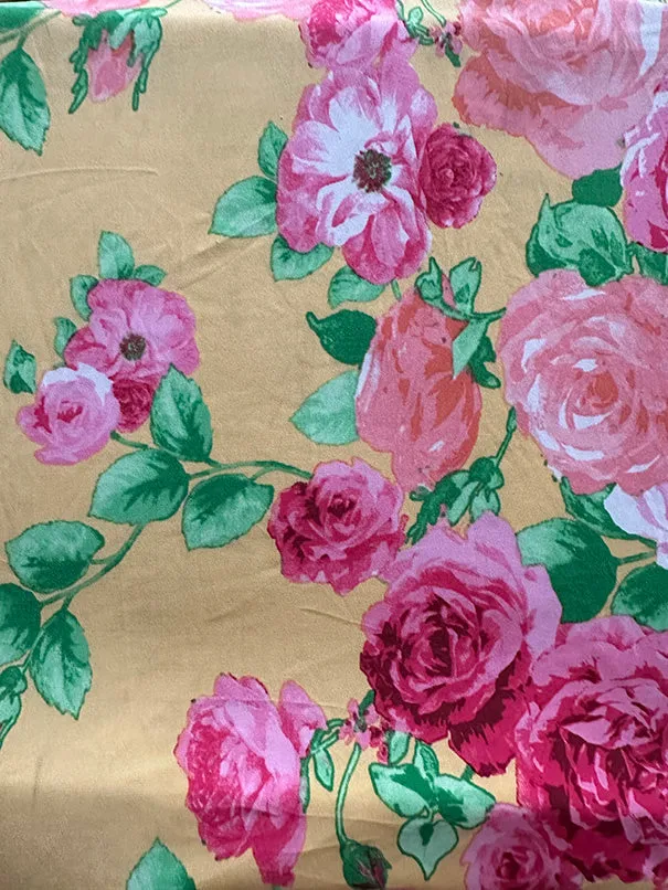 Gold Multi Floral Print ITY Jersey Knit Fabric
