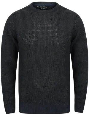 Mel Crew Neck Knitted Jumper in Charcoal Marl / Dark Denim - Kensington Eastside
