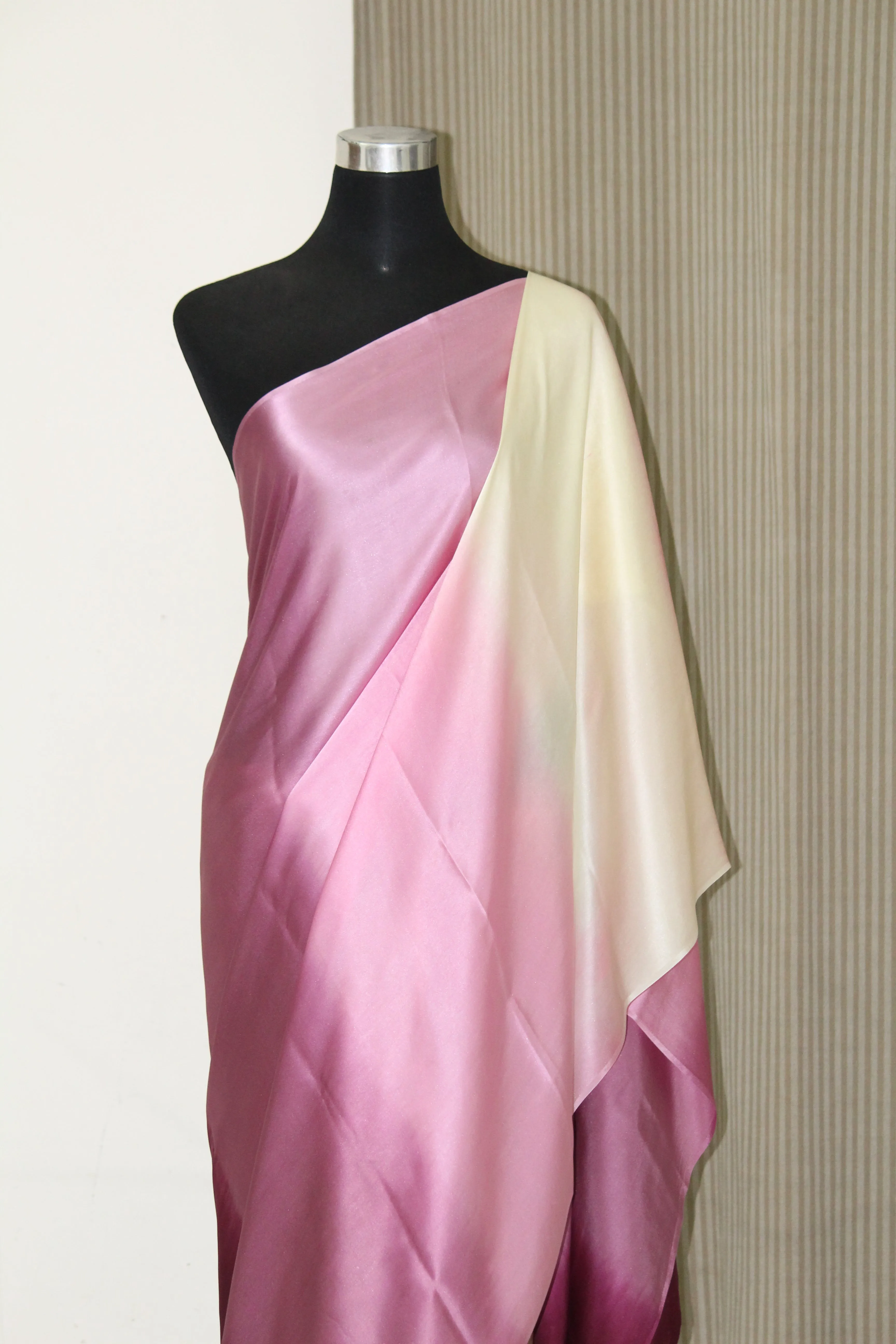 Multishaded tie and dye pure silk satin saree