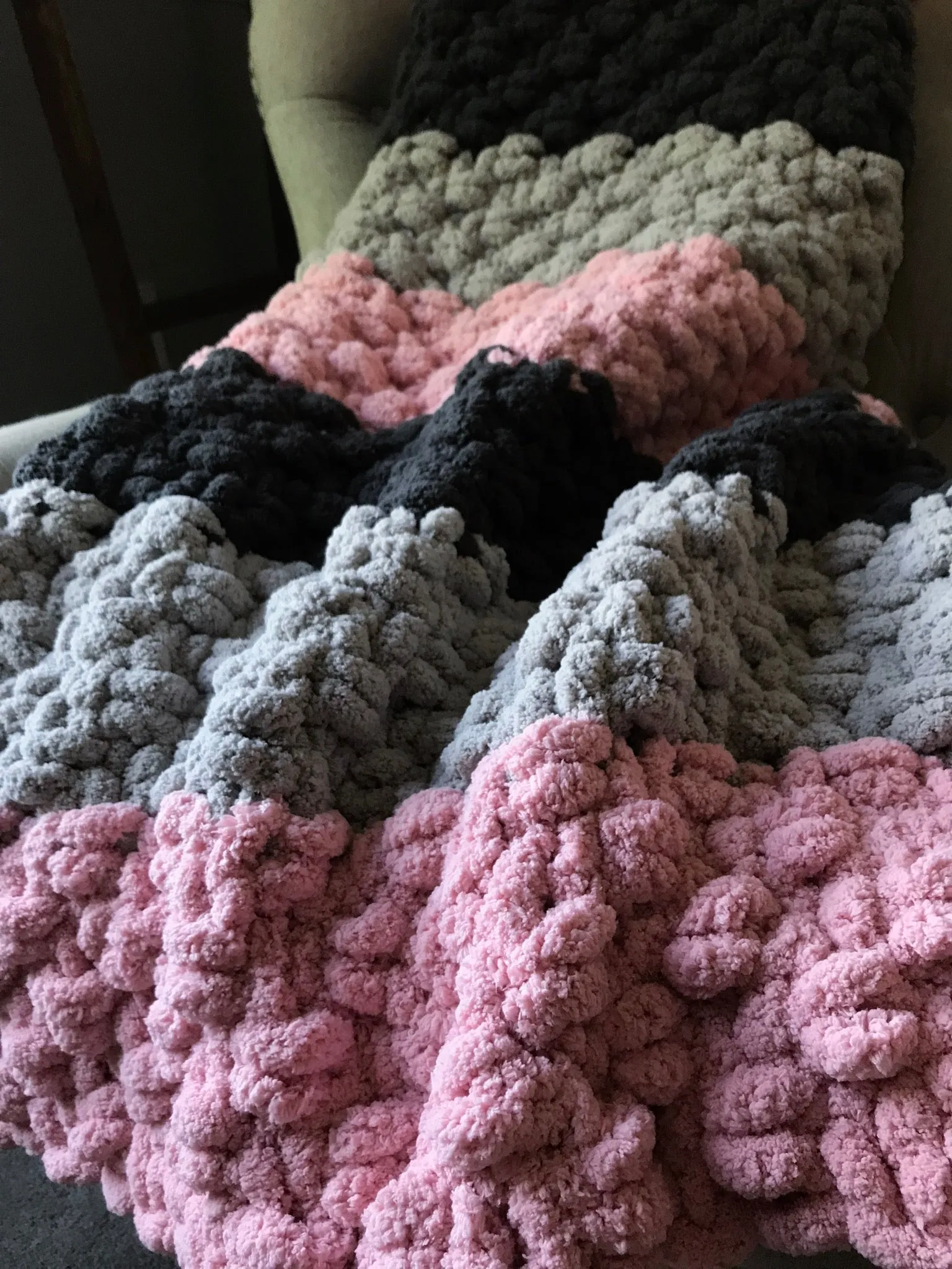 Pink and Gray Striped Throw Blanket