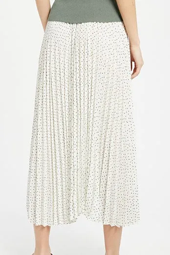 PLEATED POLKA DOT MIDI SKIRT