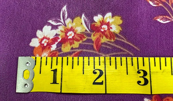 Purple Floral Print Sueded Poly Charmeuse Fabric