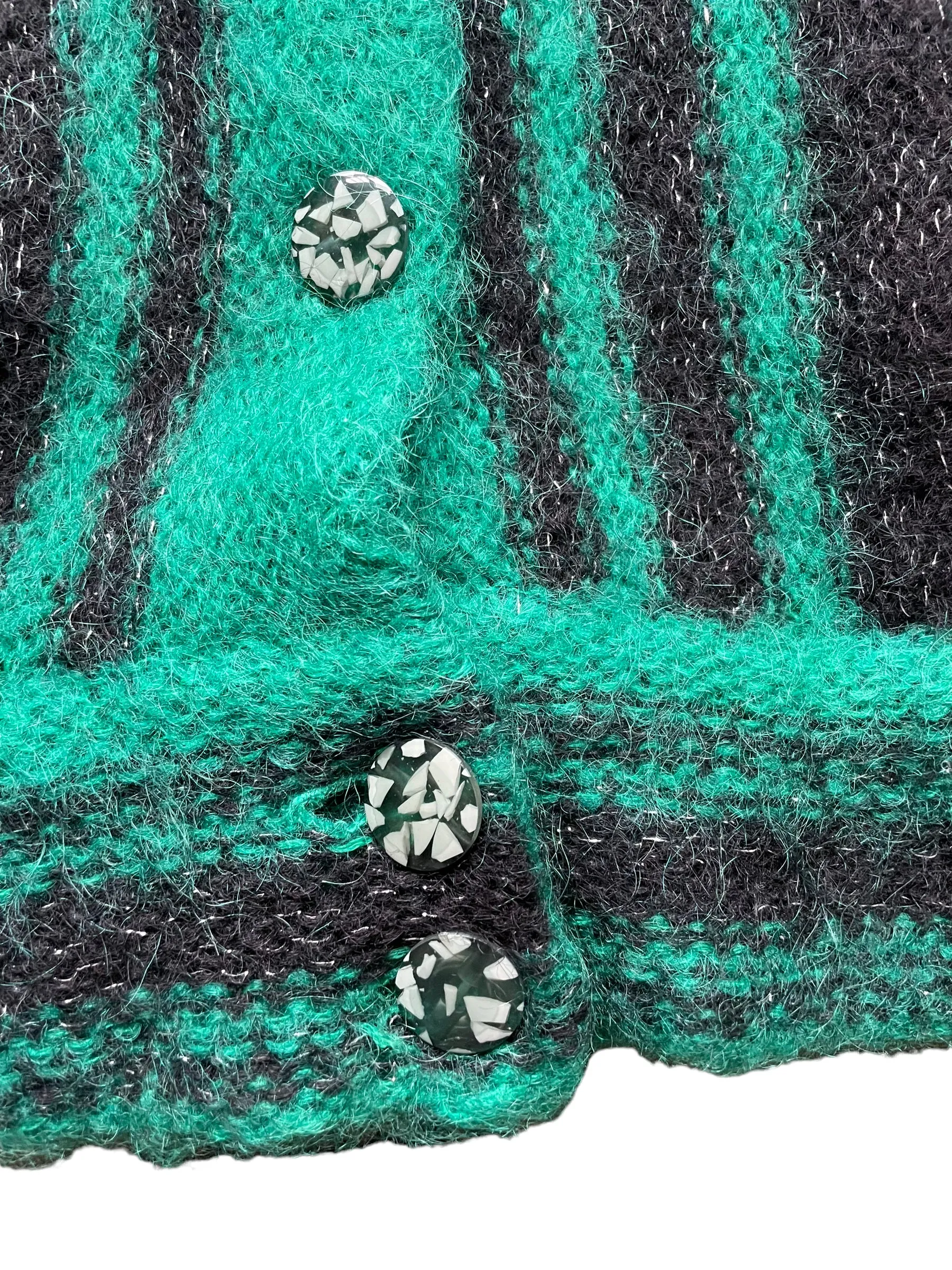 Vintage 80s Green and Black Sparkly Cardigan SZ L | Seattle True Vintage | Barn Owl Vintage Womens Clothing